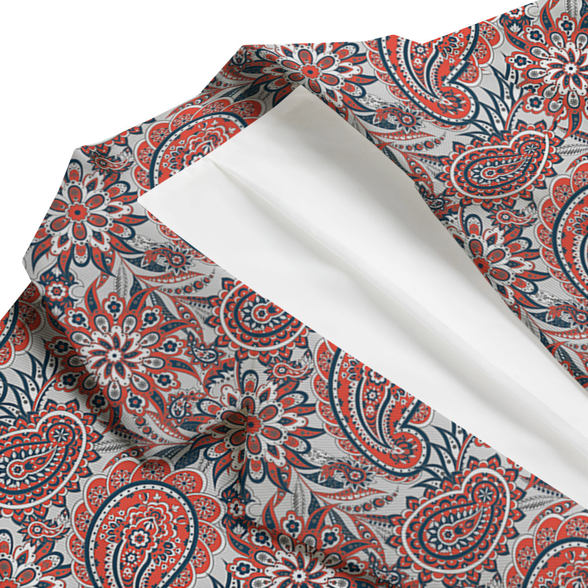 White Paisley Men's Blazer-grizzshop