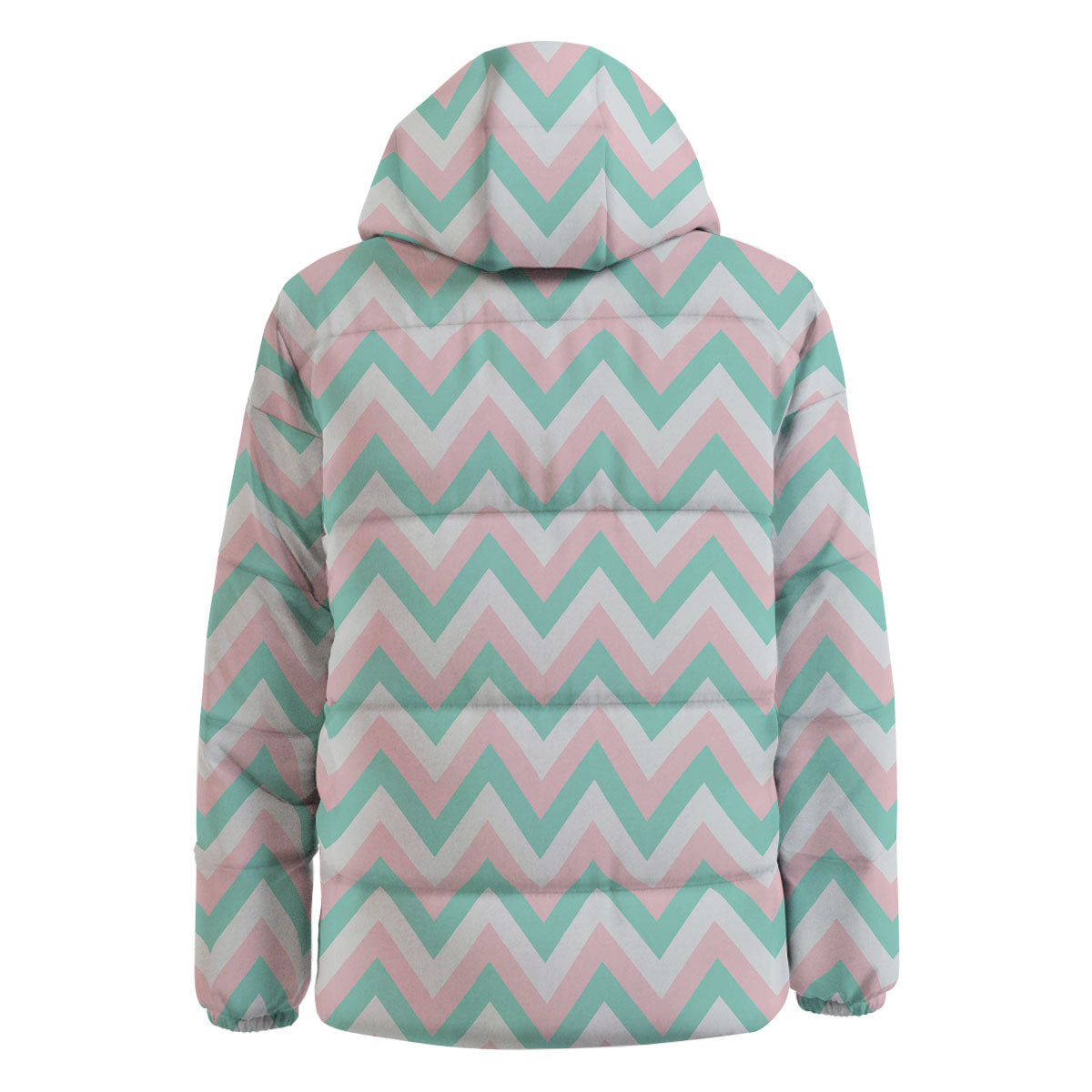 White Pink And Navy Chevron Print Down Jacket-grizzshop