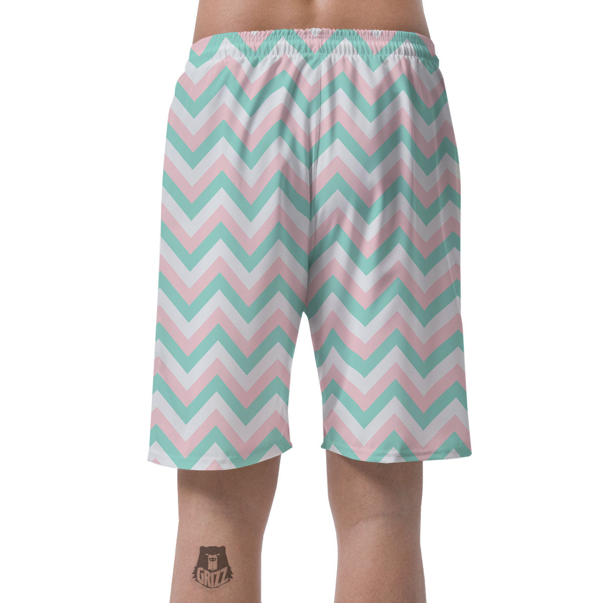 White Pink And Navy Chevron Print Men's Shorts-grizzshop