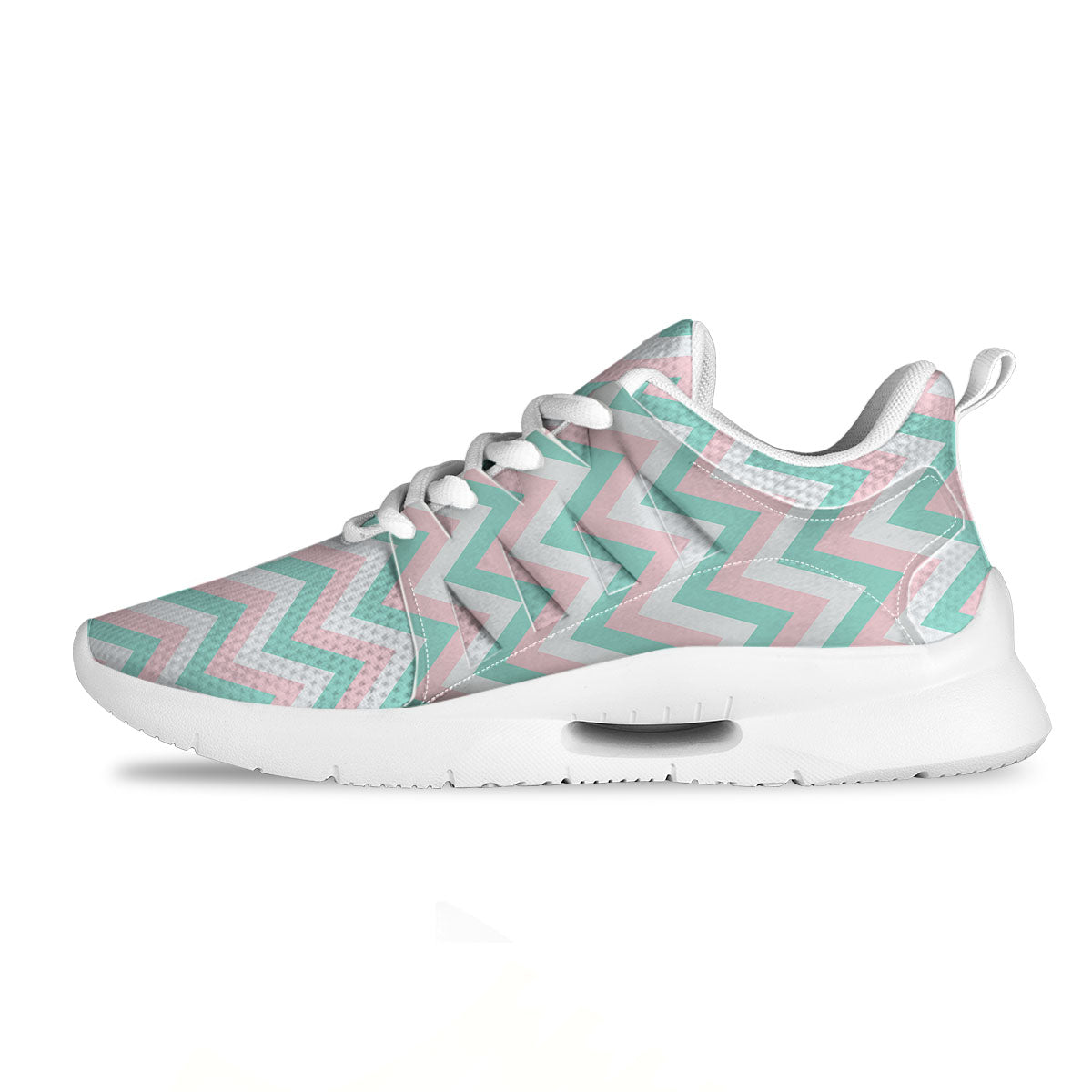 White Pink And Navy Chevron Print Tennis Shoes-grizzshop