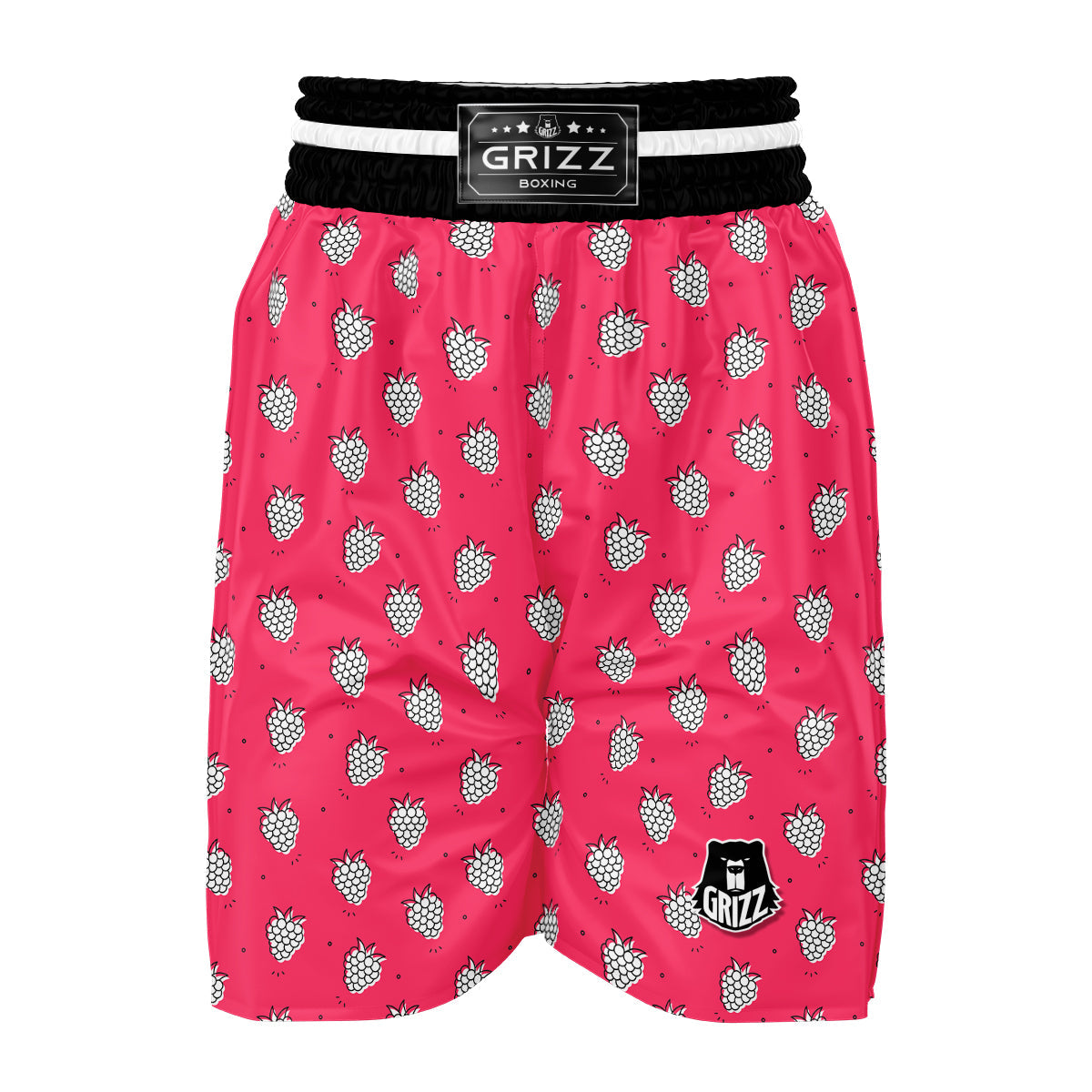 White Raspberry Pink Print Pattern Boxing Shorts-grizzshop