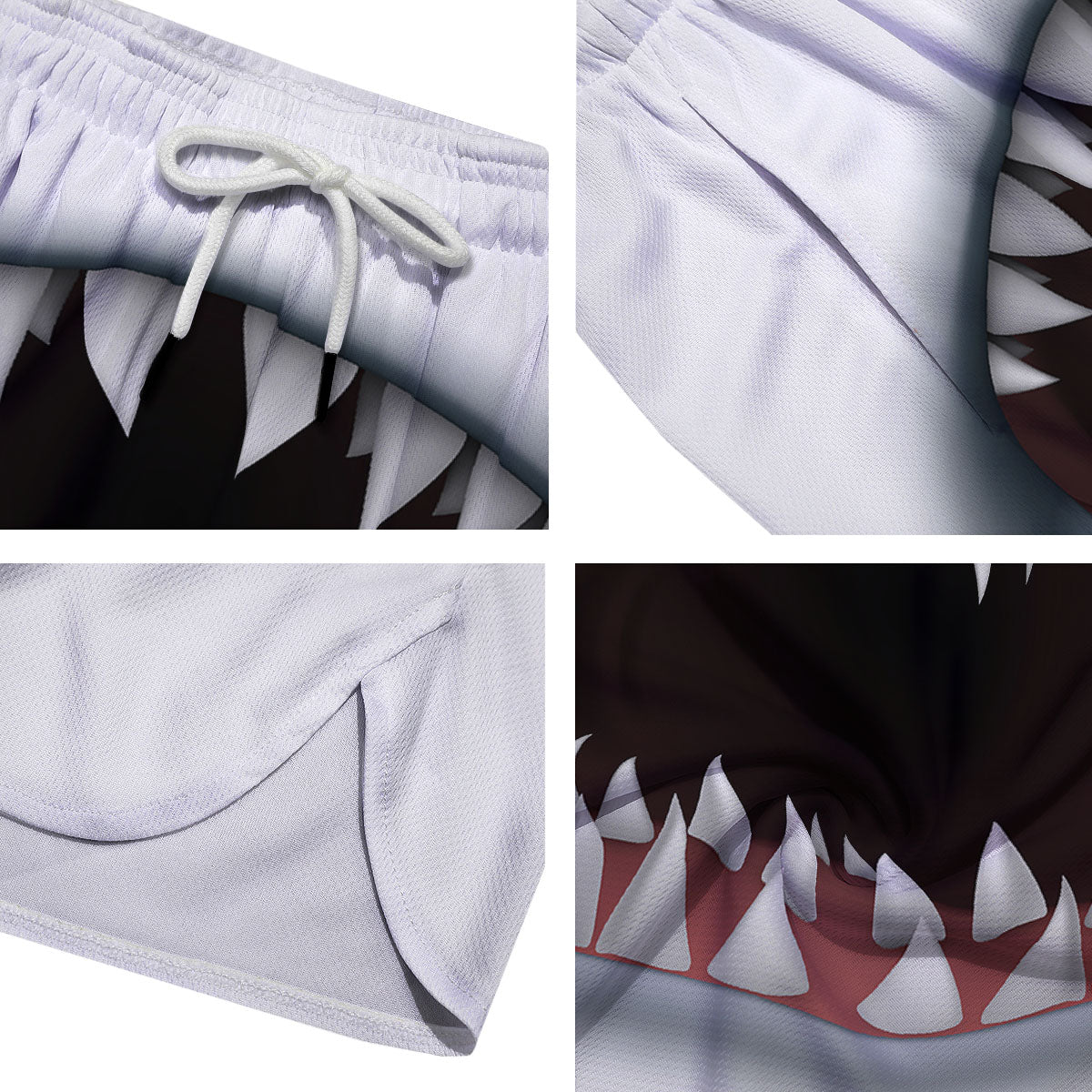White Shark Open Mouth Print Men's Running Shorts-grizzshop