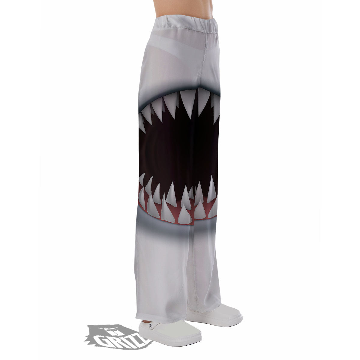 White Shark Open Mouth Print Pajama Pants-grizzshop