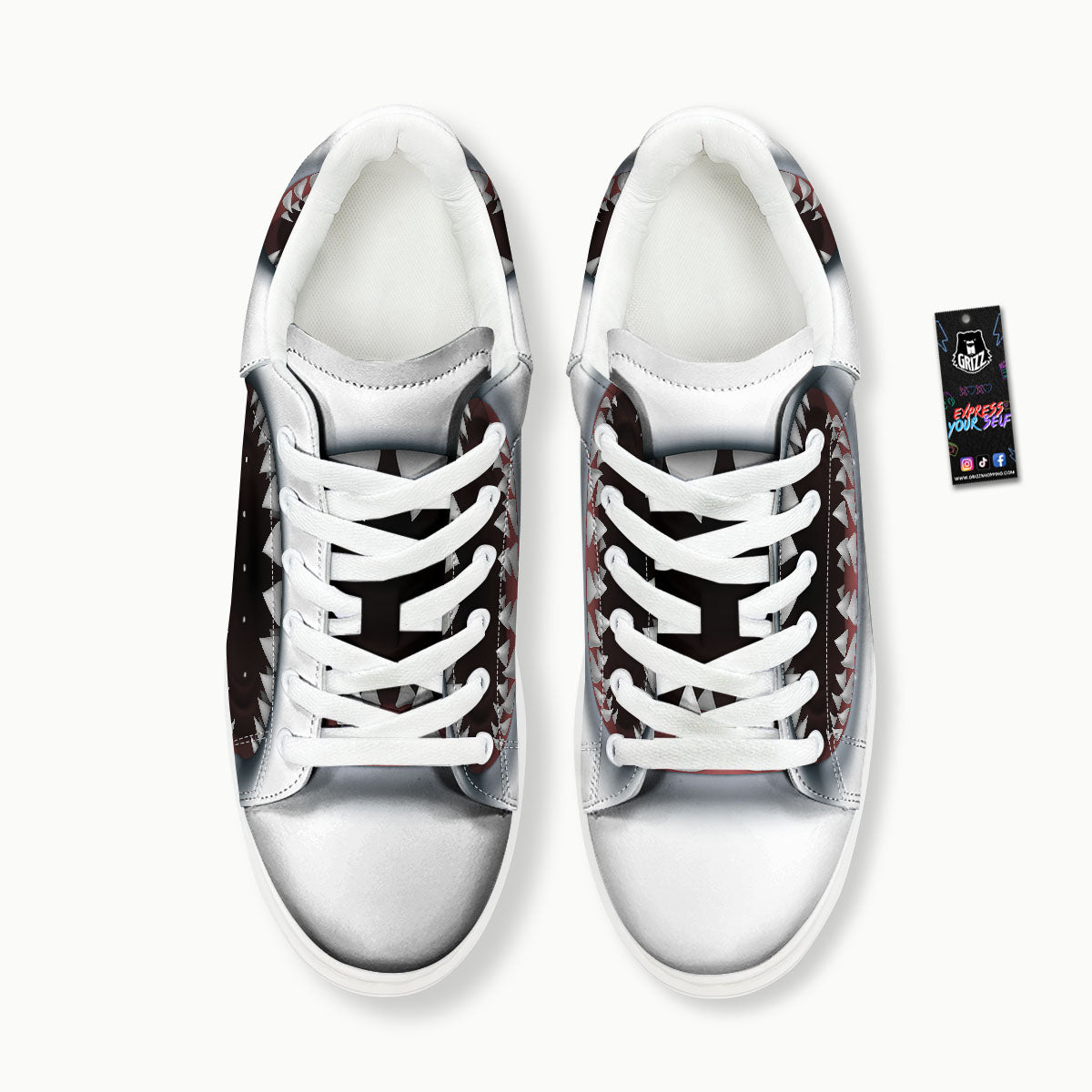 White Shark Open Mouth Print Platform Shoes-grizzshop