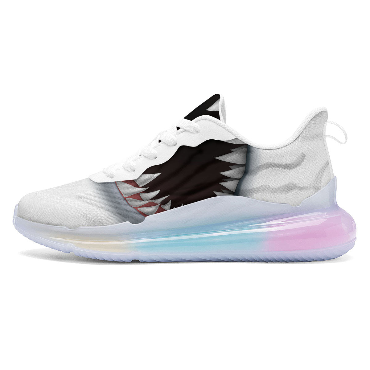 White Shark Open Mouth Print Running Sneakers-grizzshop