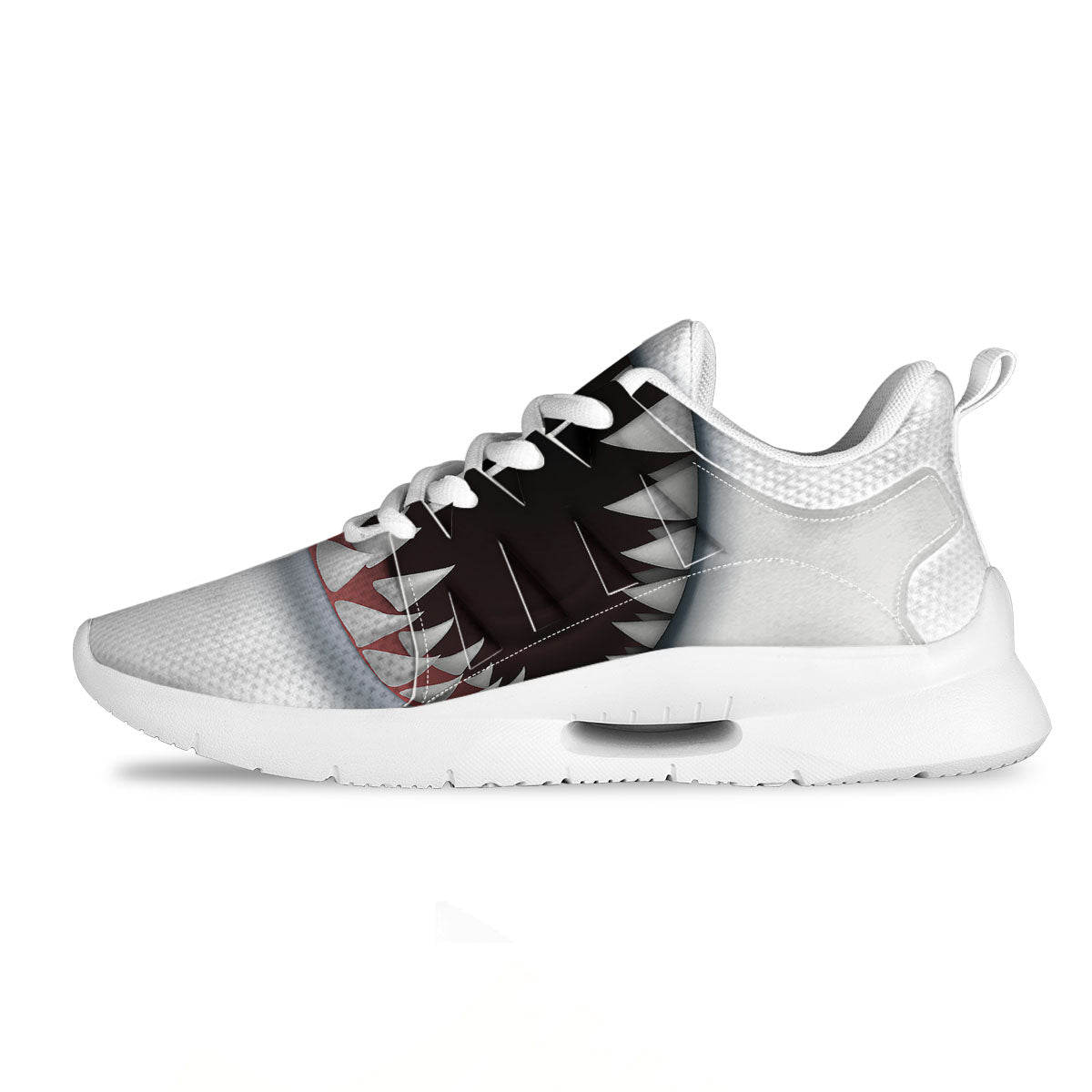 White Shark Open Mouth Print Tennis Shoes-grizzshop