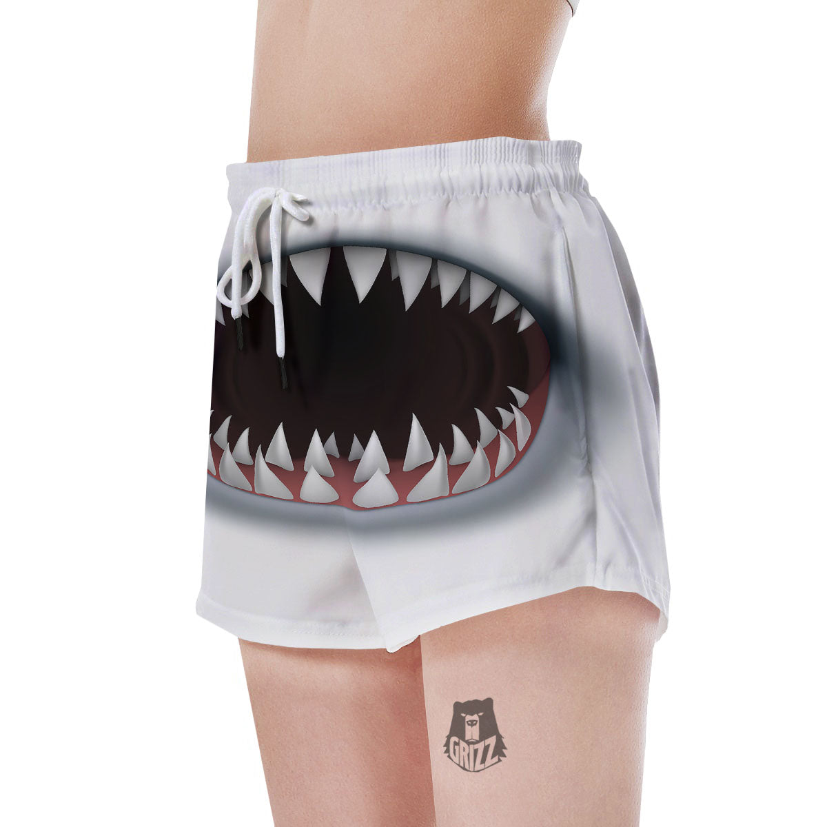 White Shark Open Mouth Print Women's Shorts-grizzshop