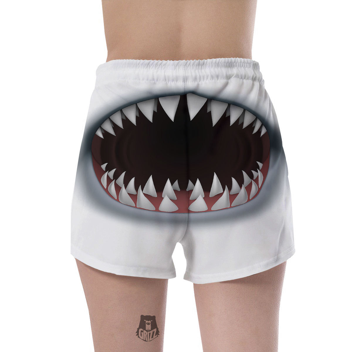 White Shark Open Mouth Print Women's Shorts-grizzshop