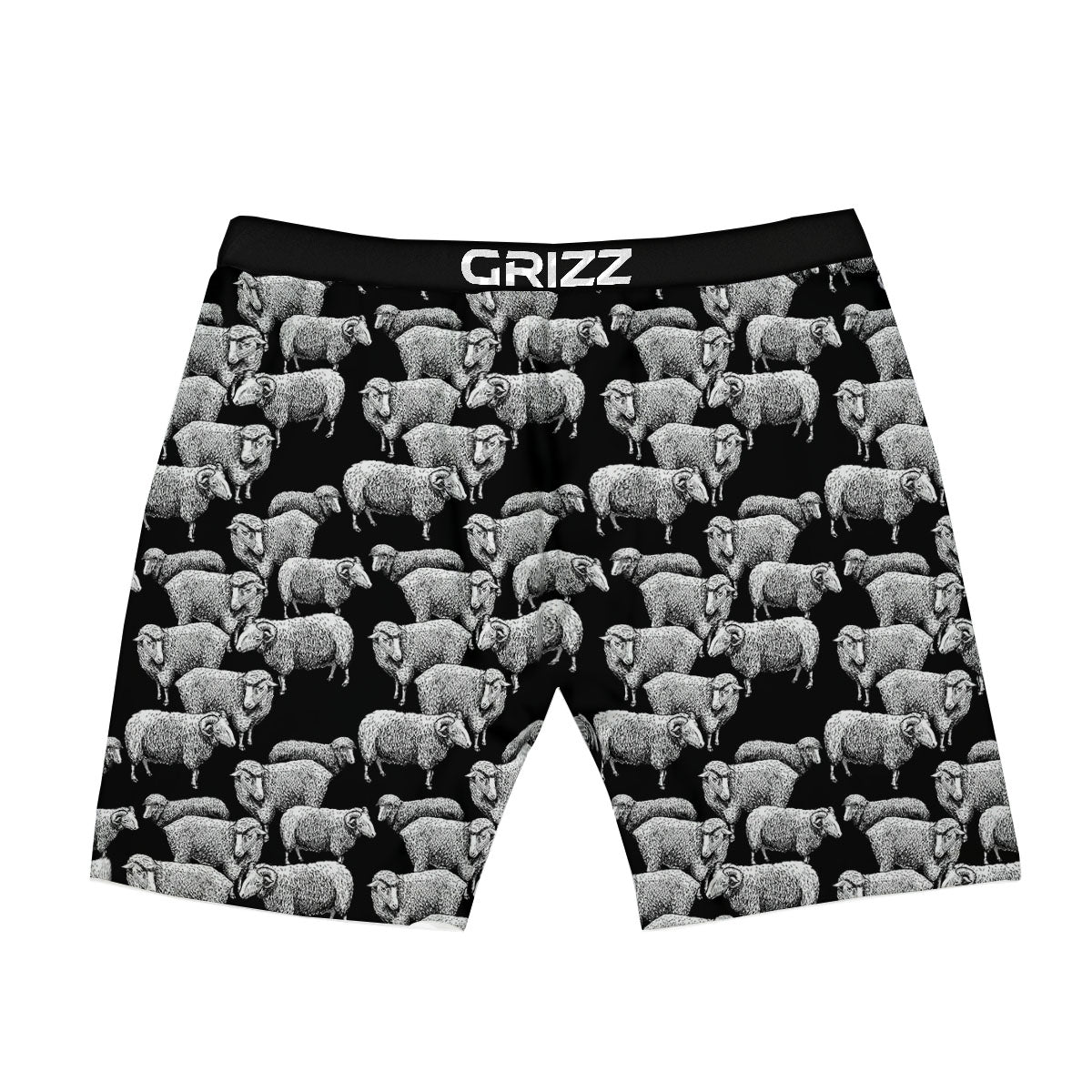 White Sheep And Black Print Pattern Boxer Briefs-grizzshop