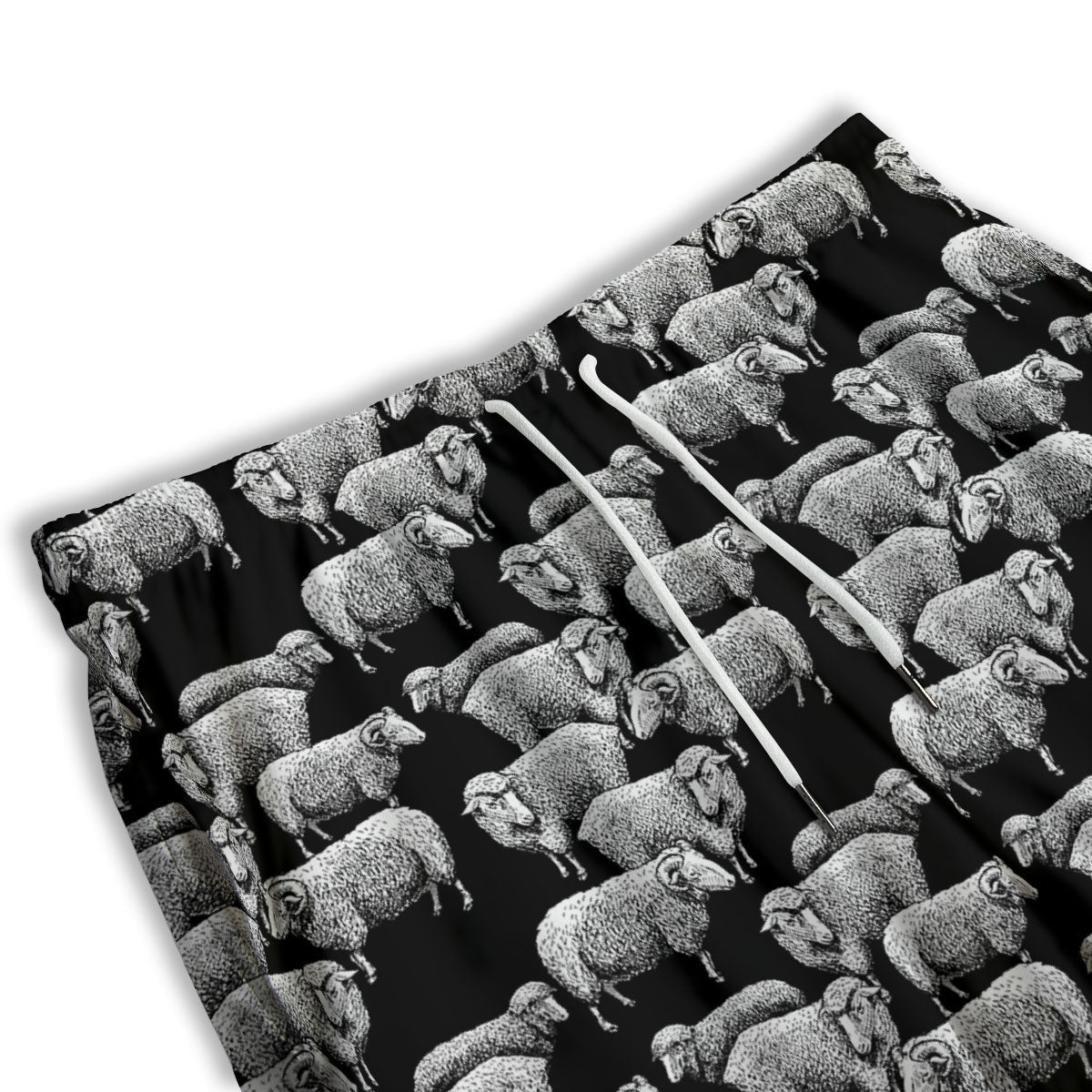 White Sheep And Black Print Pattern Men's Athletic Shorts