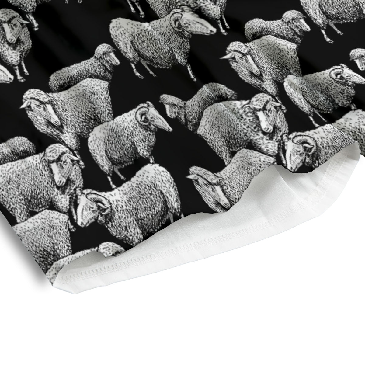 White Sheep And Black Print Pattern Men's Athletic Shorts