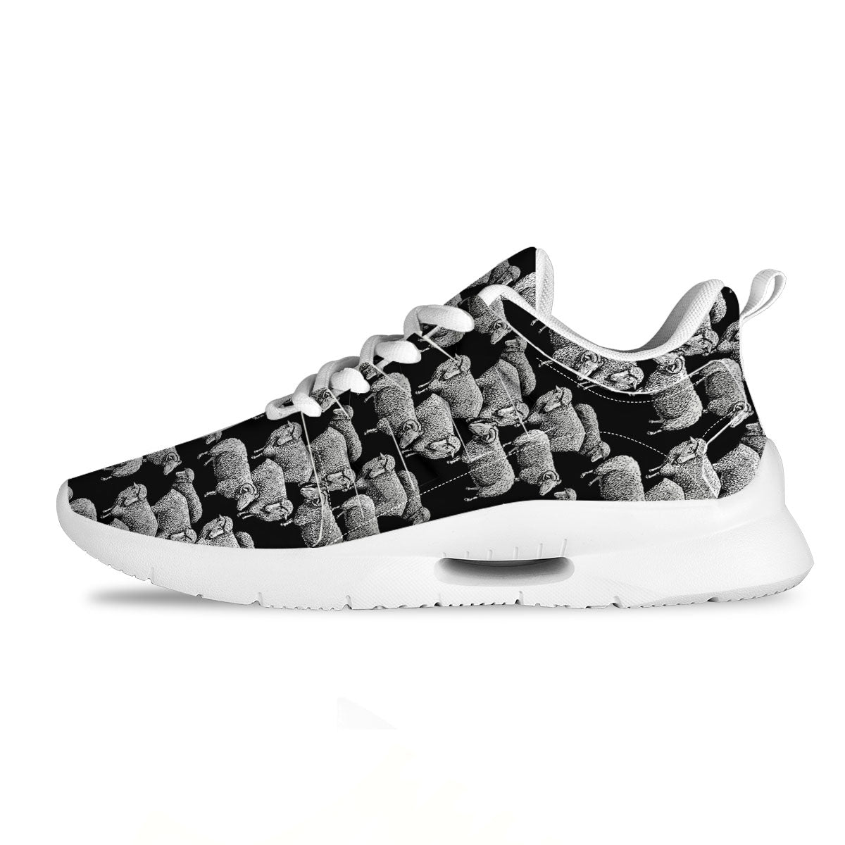 White Sheep And Black Print Pattern Tennis Shoes-grizzshop