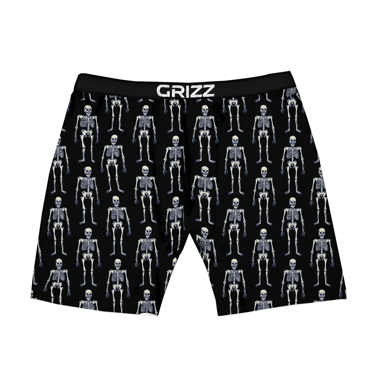White Skeleton And Black Print Pattern Boxer Briefs-grizzshop
