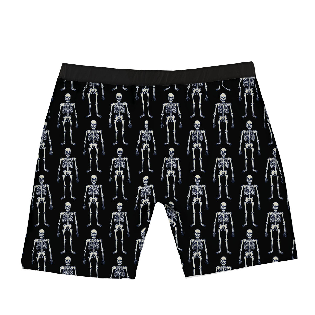 White Skeleton And Black Print Pattern Boxer Briefs-grizzshop