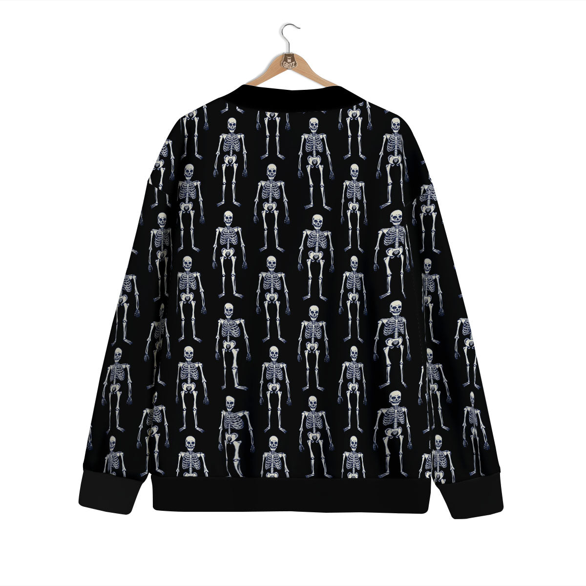 White Skeleton And Black Print Pattern Cardigan-grizzshop