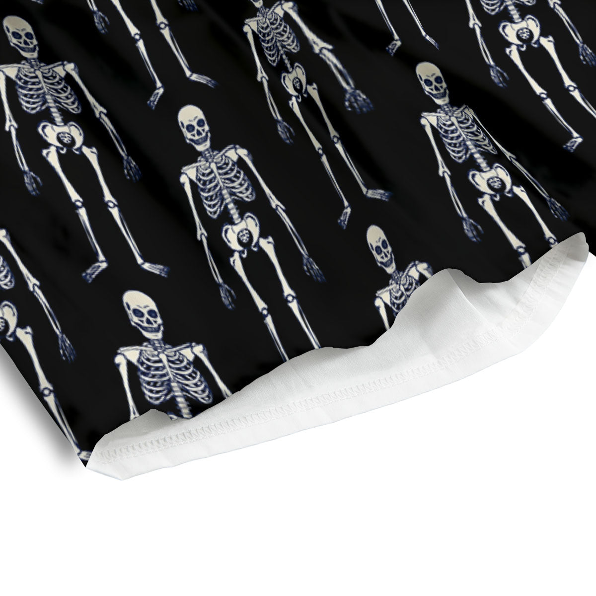 White Skeleton And Black Print Pattern Men's Athletic Shorts