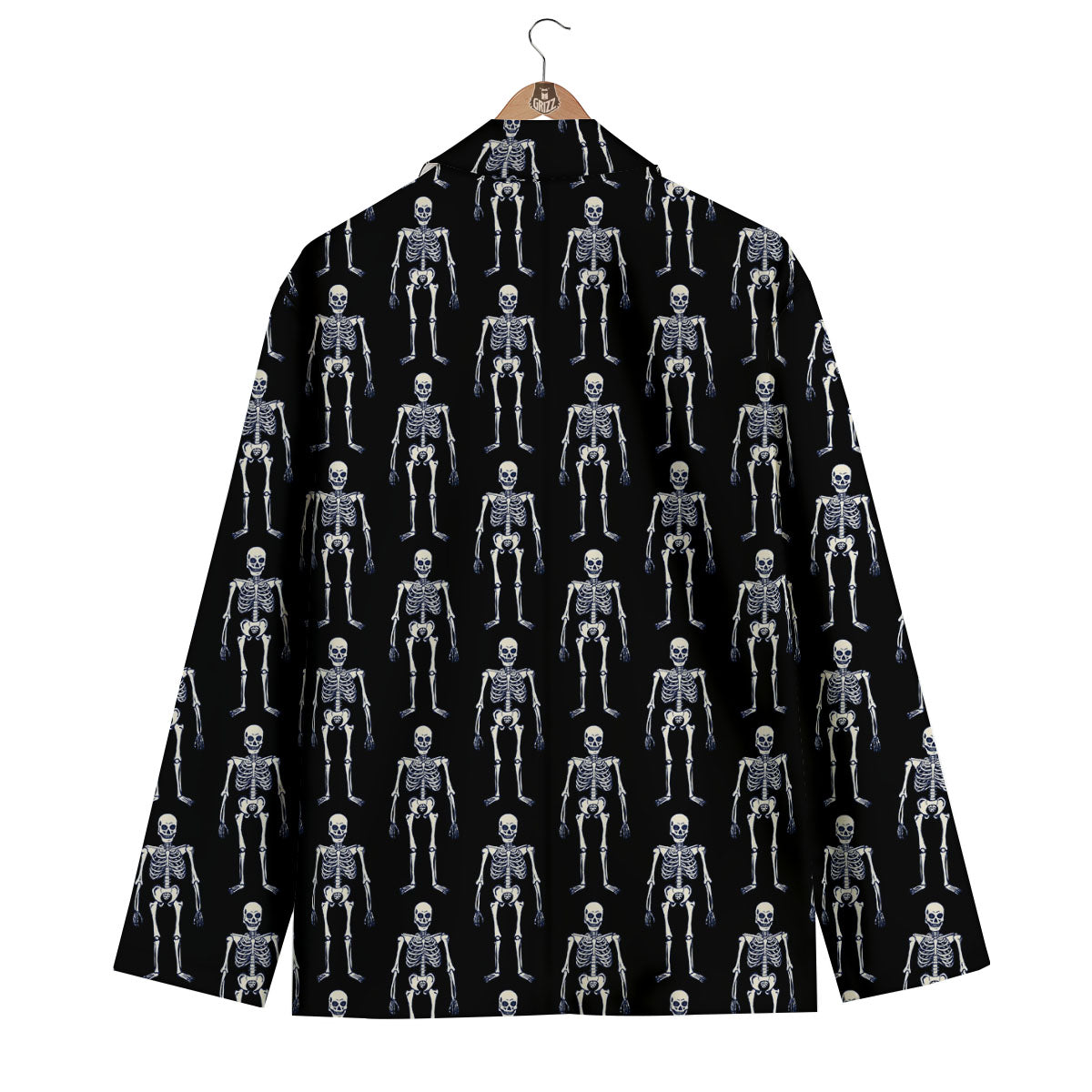 White Skeleton And Black Print Pattern Men's Blazer-grizzshop
