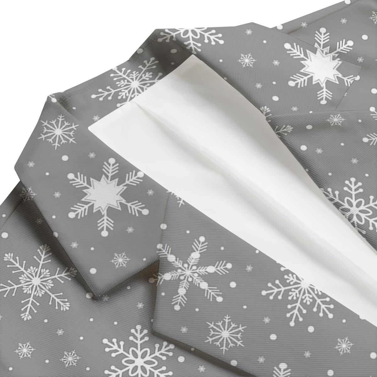 White Snowflake And Silver Print Pattern Men's Blazer-grizzshop