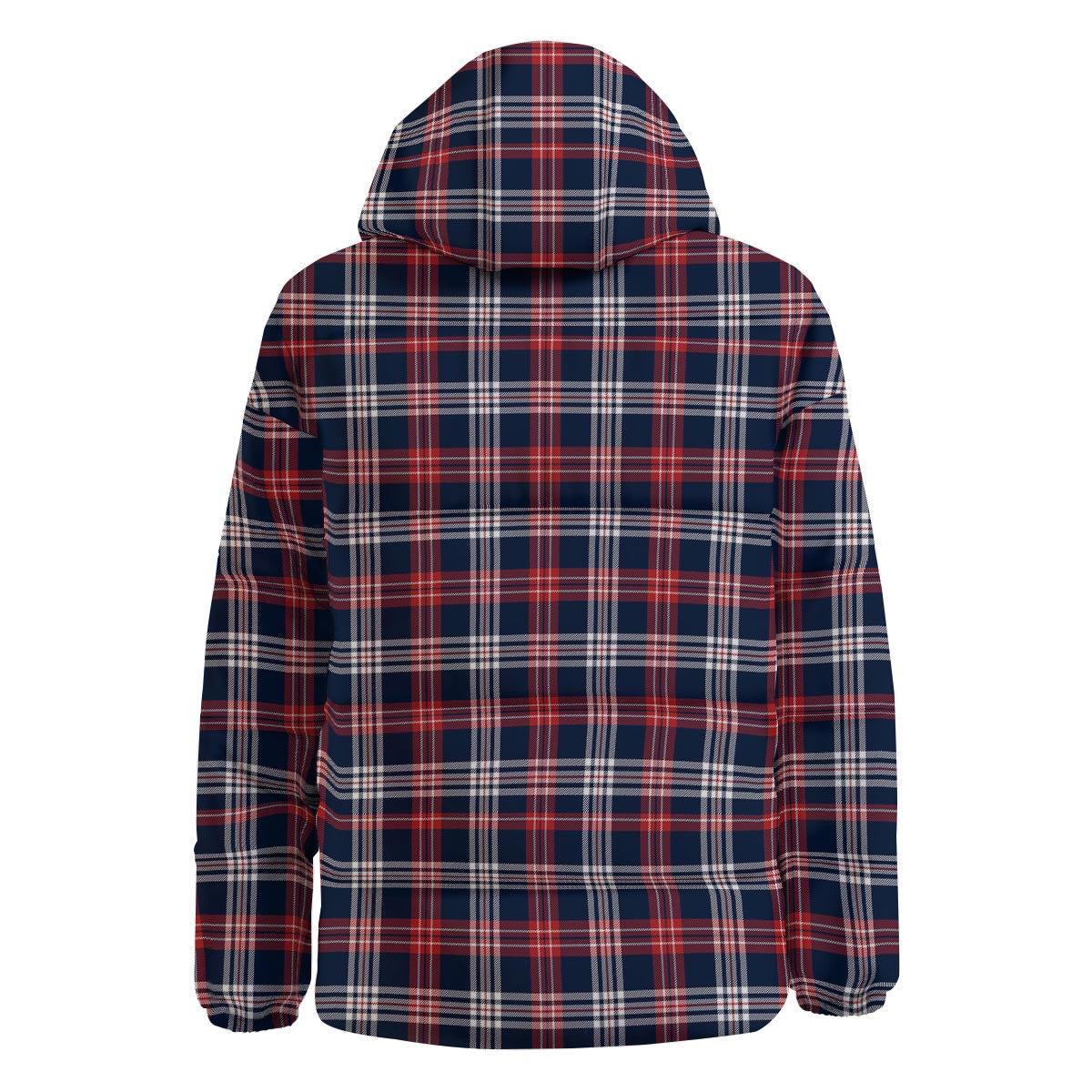 White Tartan And Blue Red Print Pattern Down Jacket-grizzshop