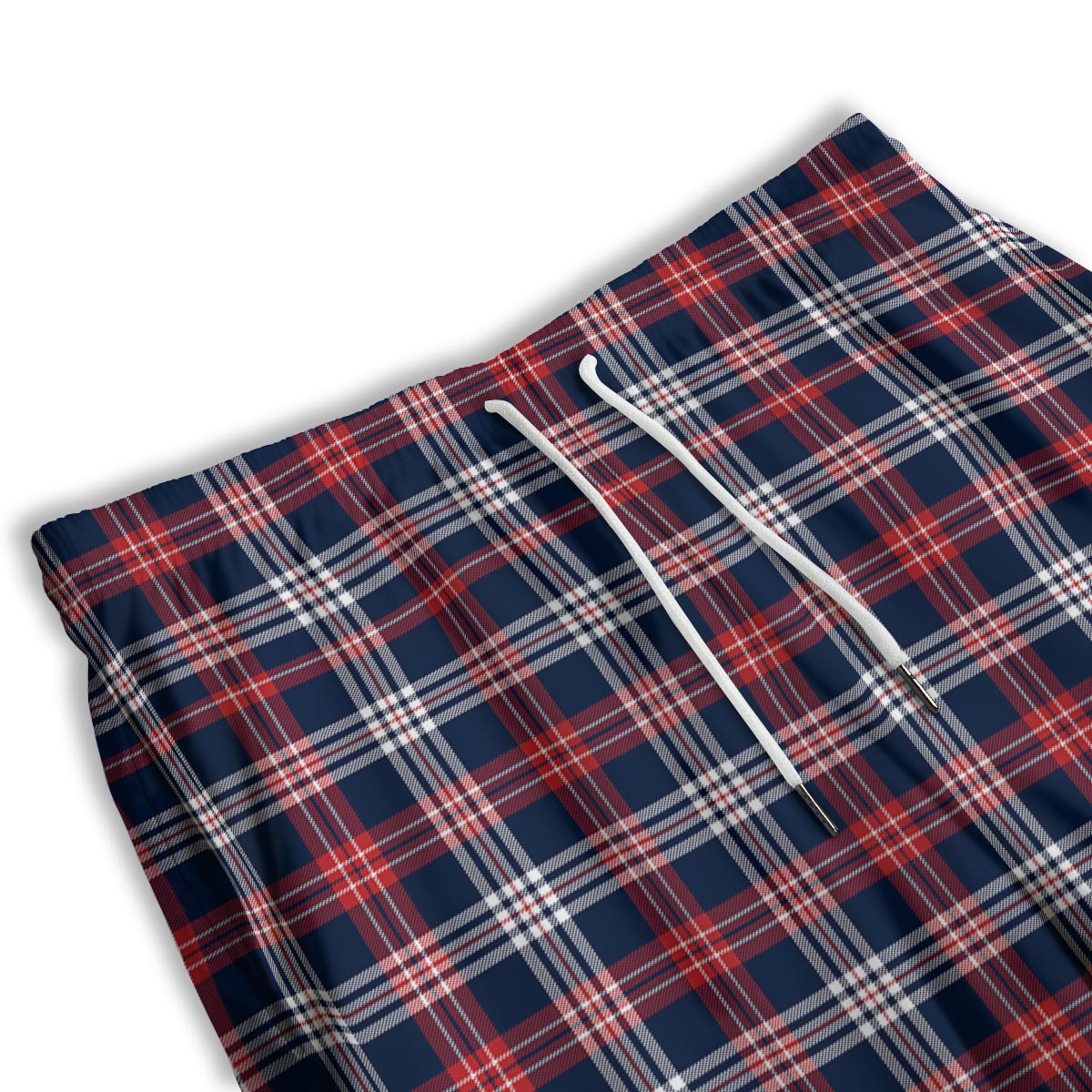 White Tartan And Blue Red Print Pattern Men's Athletic Shorts