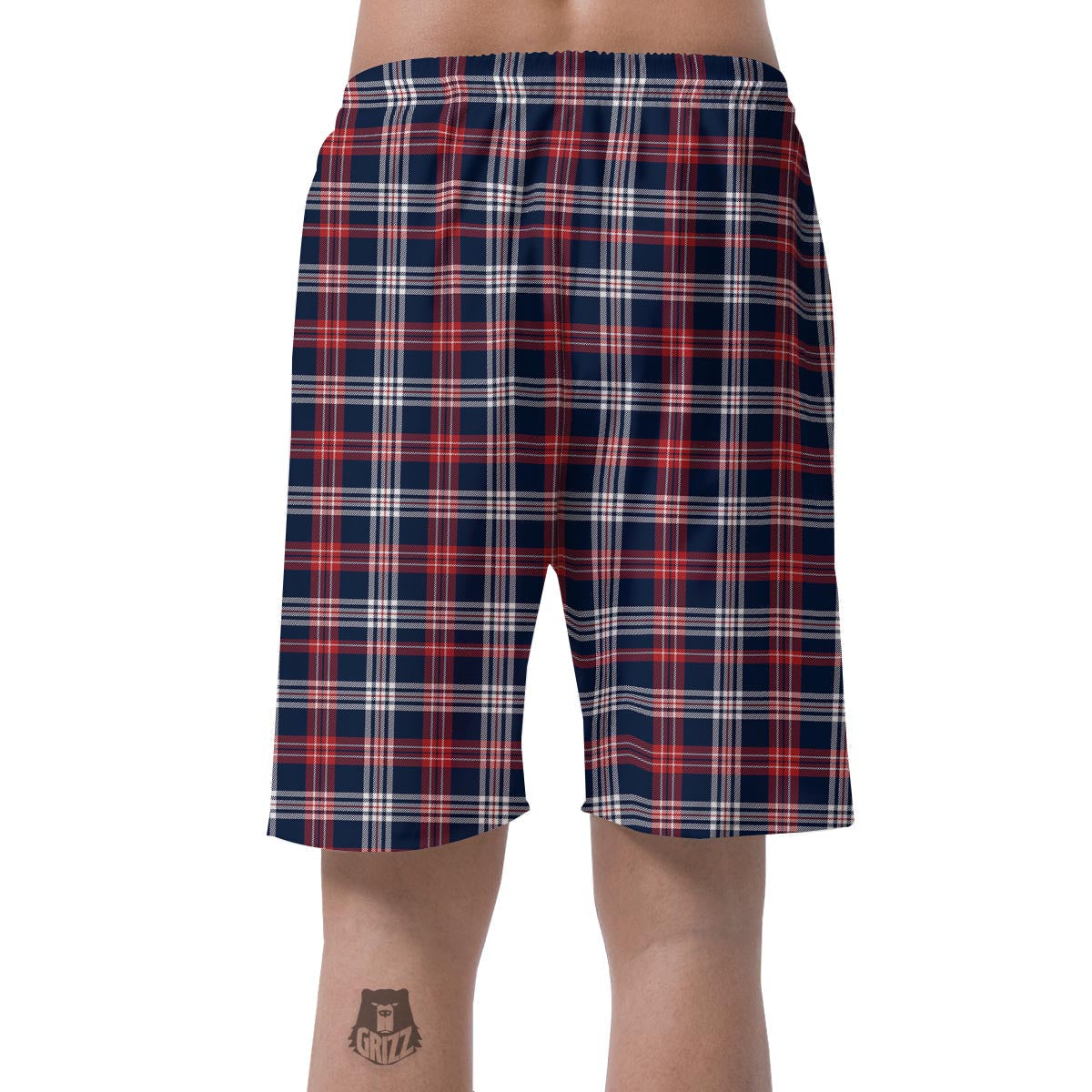 White Tartan And Blue Red Print Pattern Men's Shorts-grizzshop
