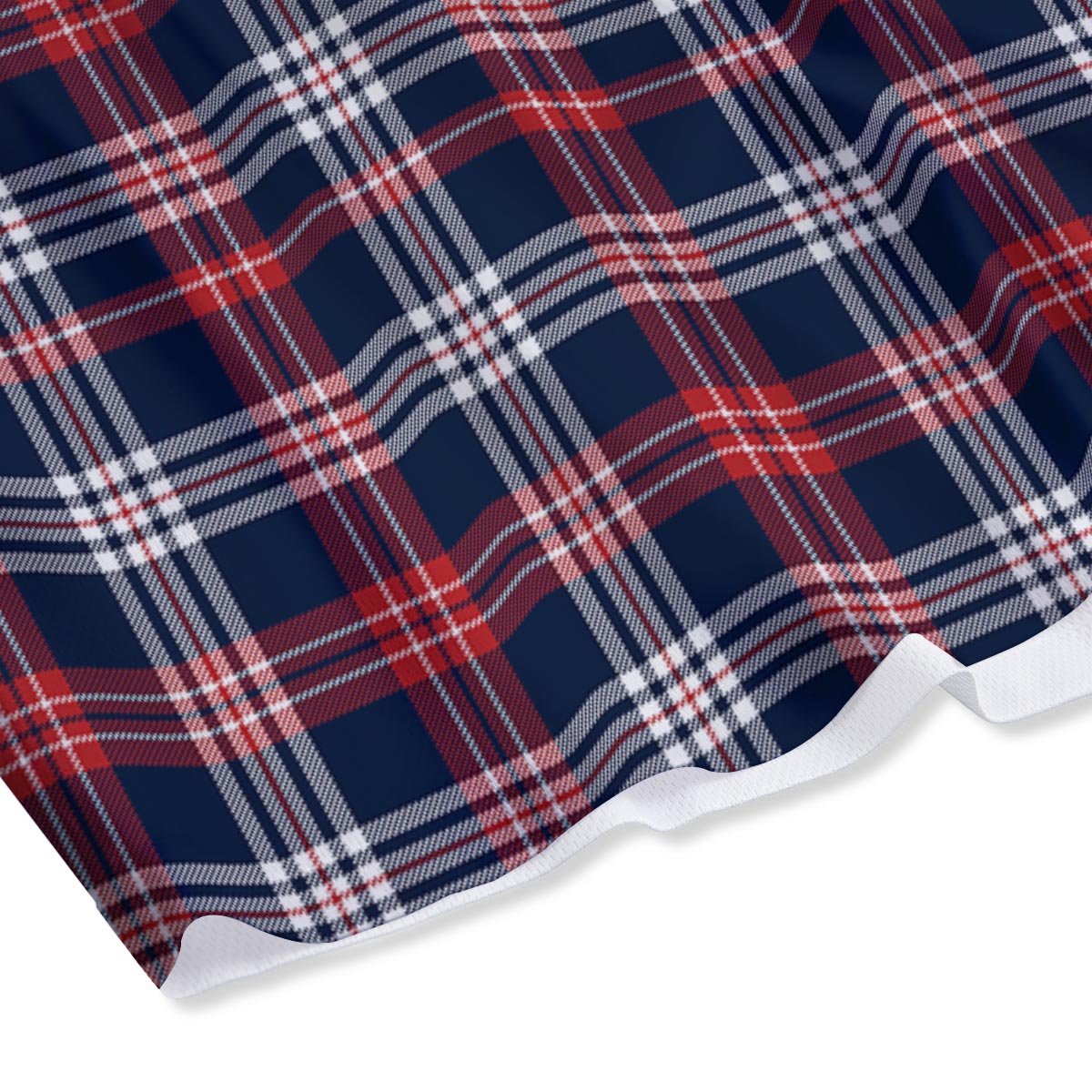 White Tartan And Blue Red Print Pattern Mesh Shorts