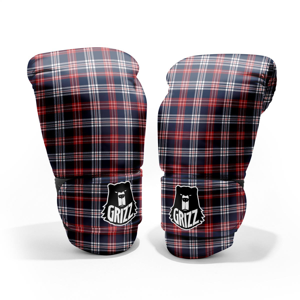 White Tartan And Blue Red Print Pattern Pro Boxing Glove