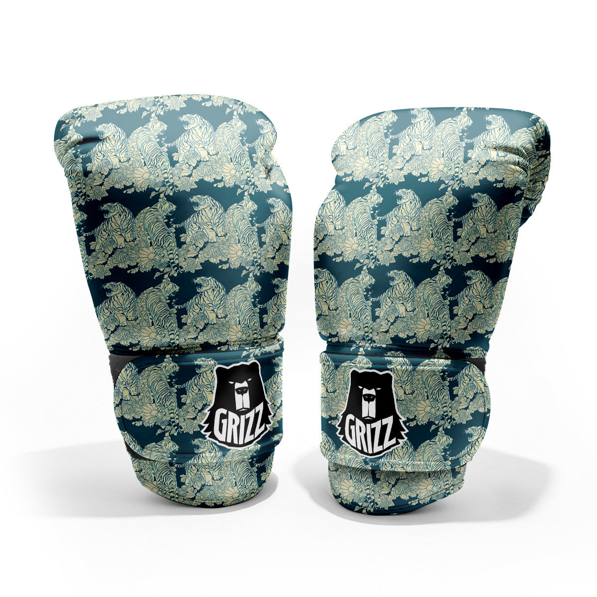 White Tiger Japanese Print Pattern Pro Boxing Glove