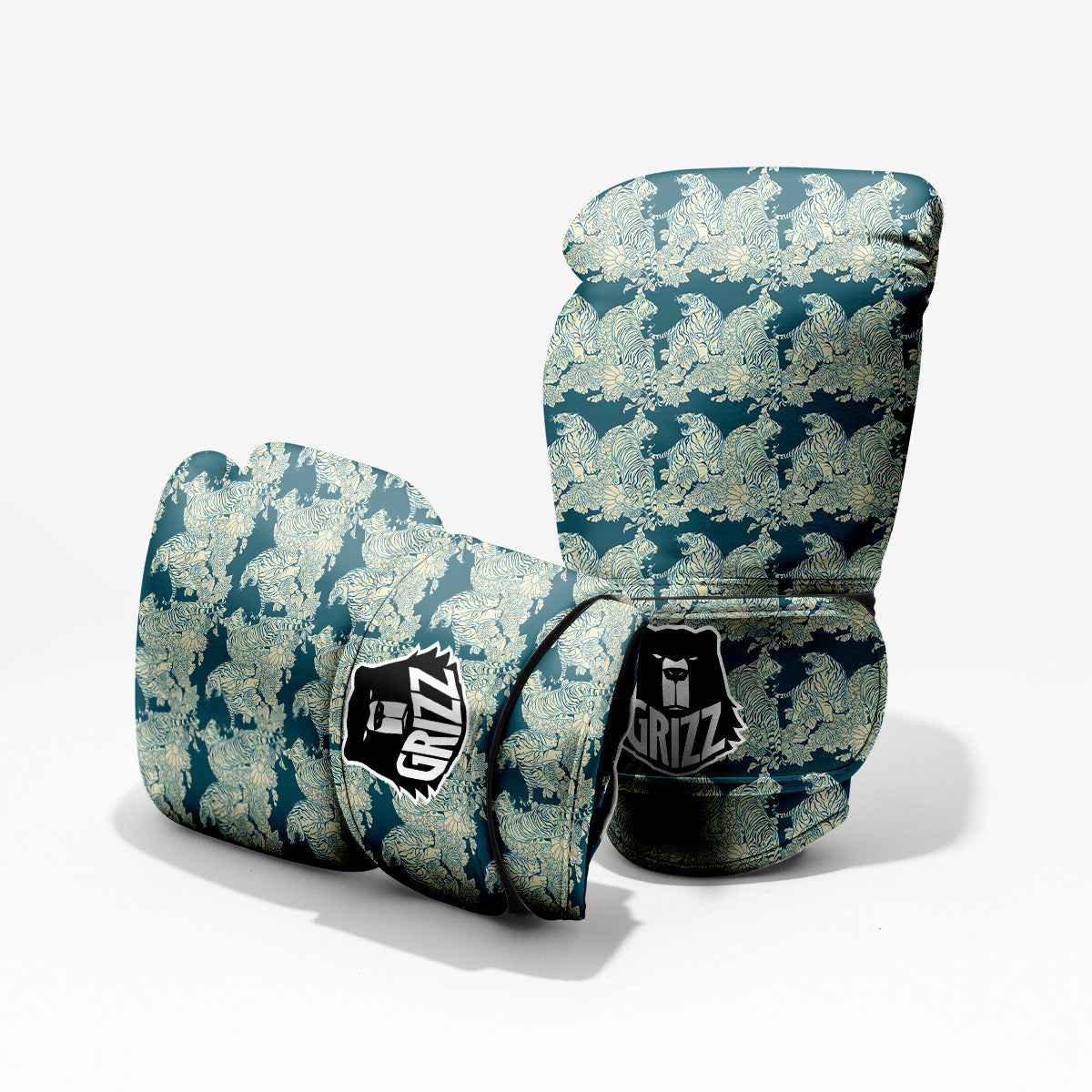 White Tiger Japanese Print Pattern Pro Boxing Glove