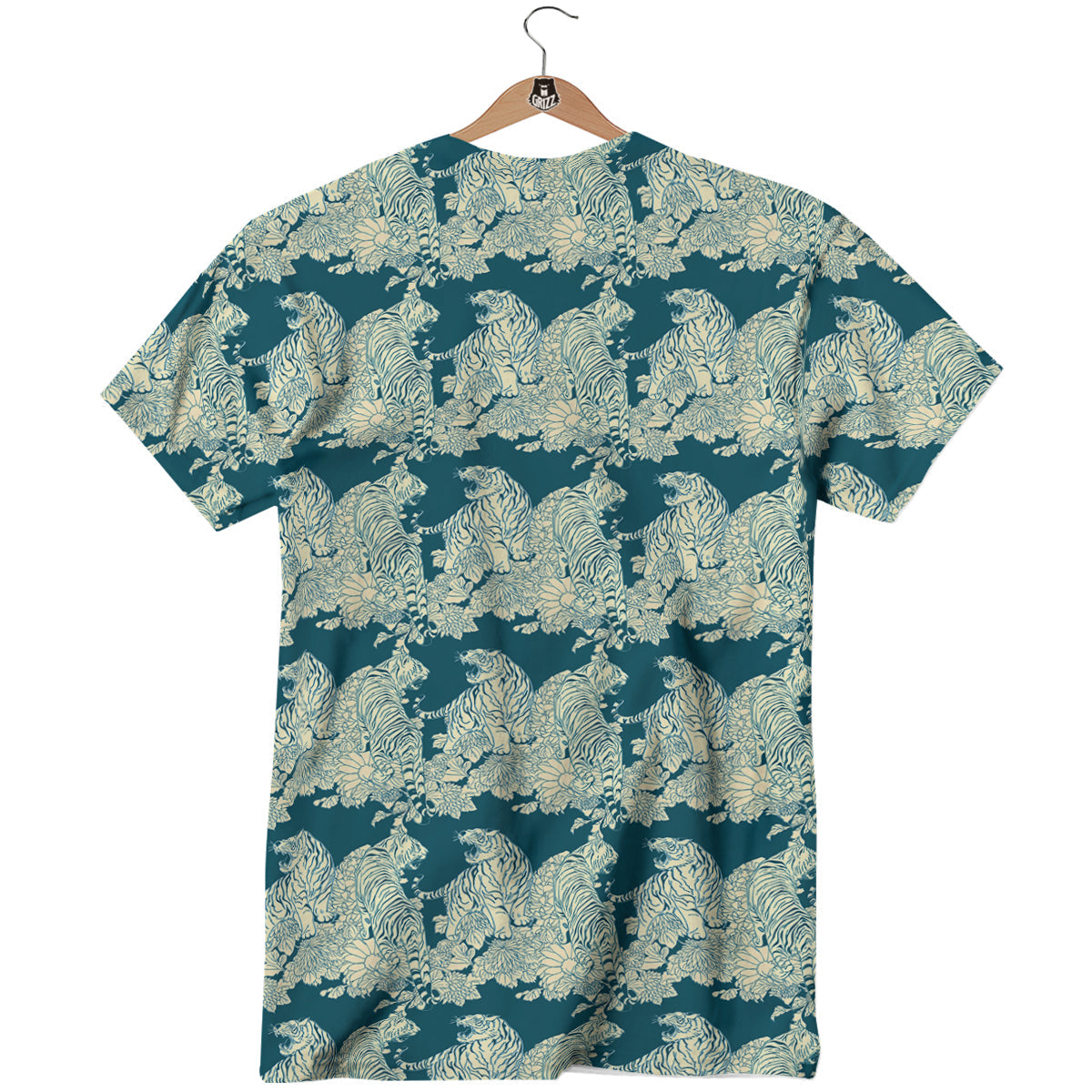 White Tiger Japanese Print Pattern T-Shirt-grizzshop
