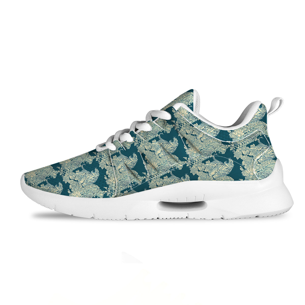 White Tiger Japanese Print Pattern Tennis Shoes-grizzshop