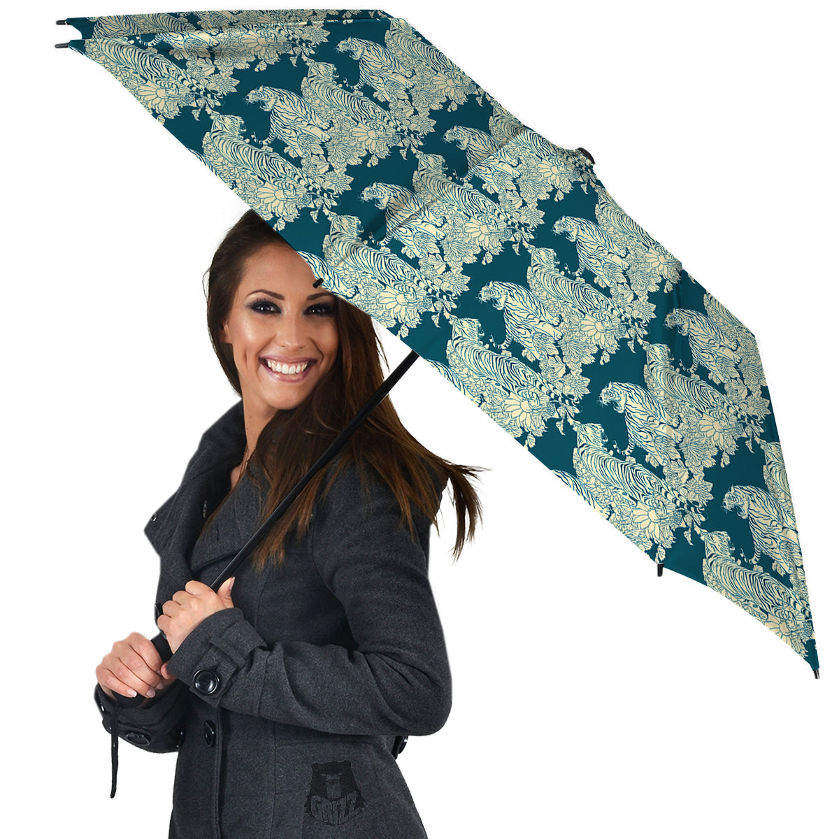 White Tiger Japanese Print Pattern Umbrella-grizzshop