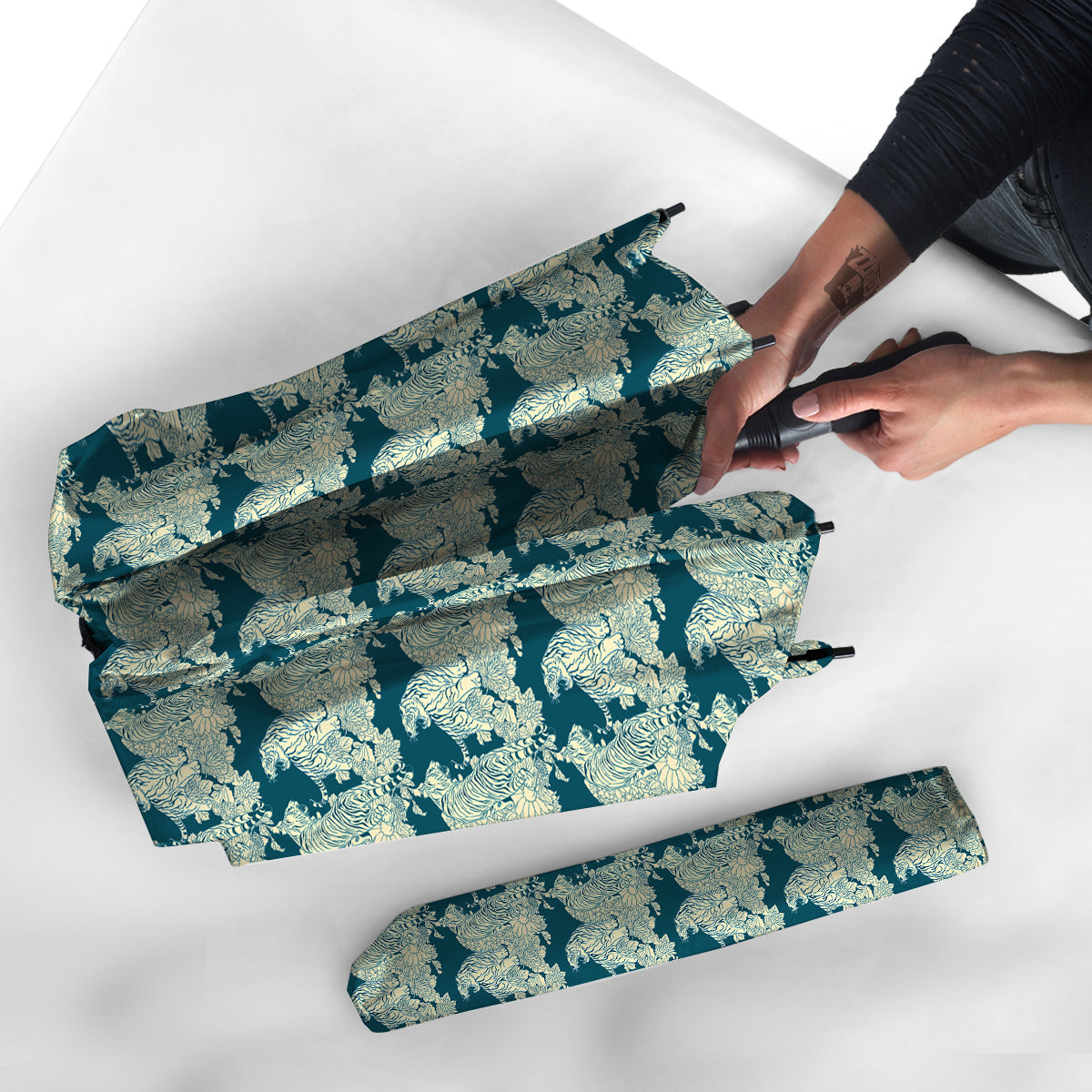 White Tiger Japanese Print Pattern Umbrella-grizzshop