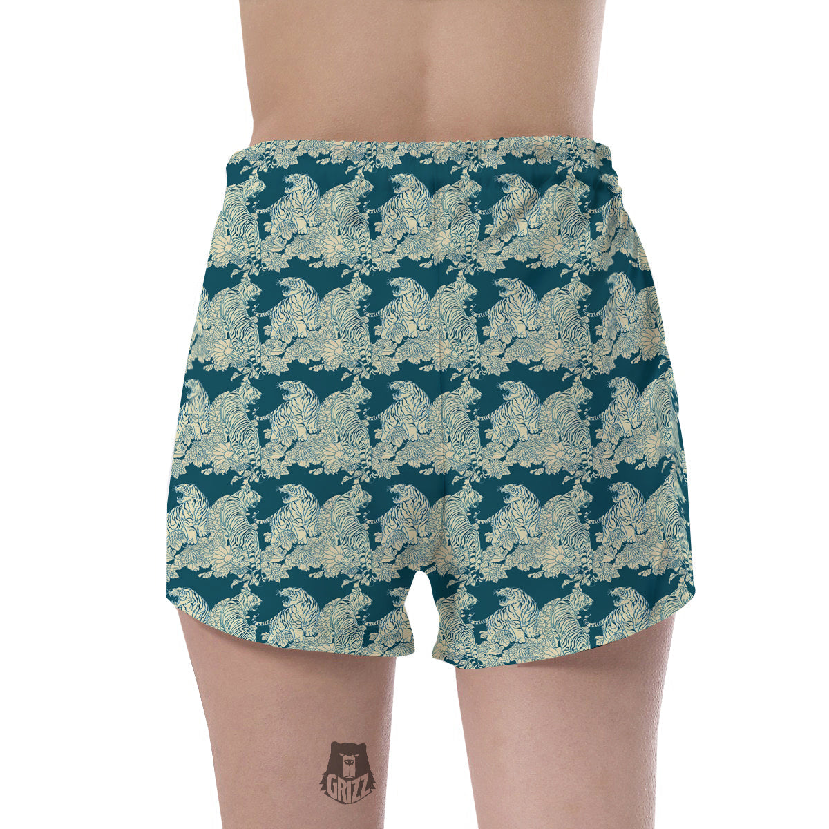 White Tiger Japanese Print Pattern Women's Shorts-grizzshop