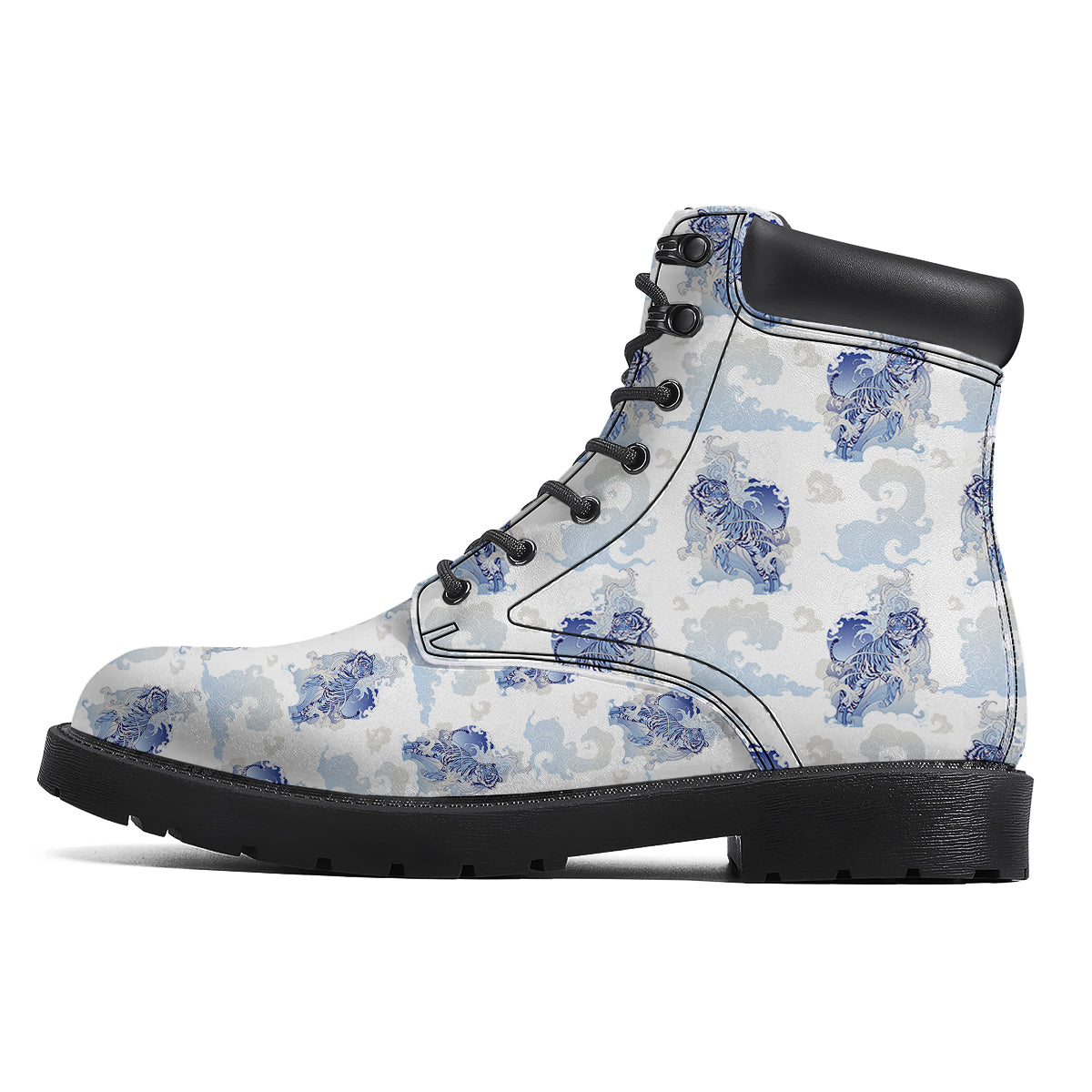 White Tiger Tattoo Japanese Print Pattern Boots-grizzshop