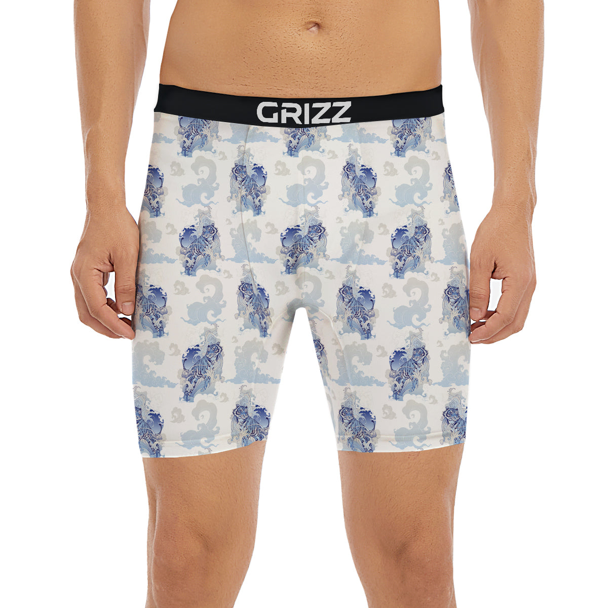 White Tiger Tattoo Japanese Print Pattern Boxer Briefs-grizzshop