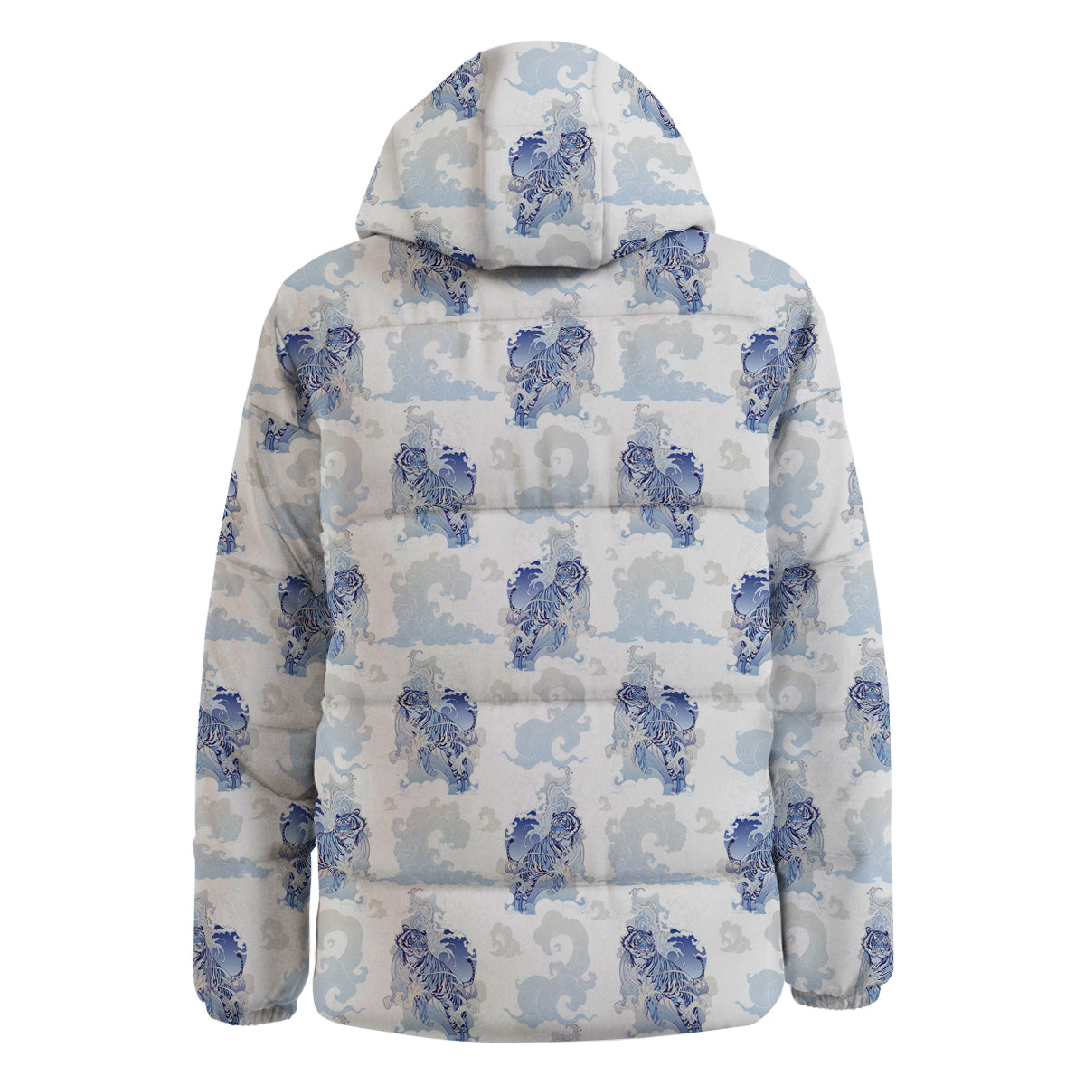 White Tiger Tattoo Japanese Print Pattern Down Jacket-grizzshop