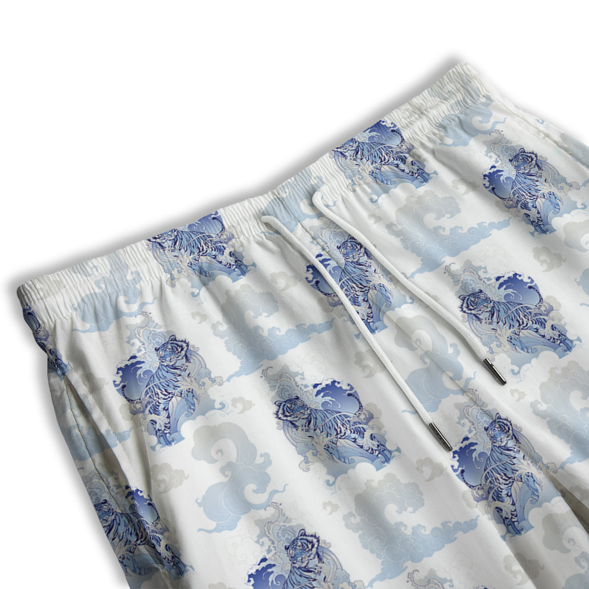 White Tiger Tattoo Japanese Print Pattern Men's Athletic Shorts