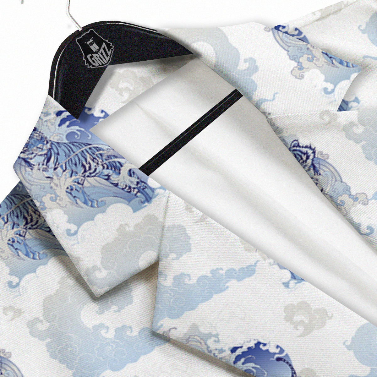 White Tiger Tattoo Japanese Print Pattern Men's Sport Coat-grizzshop