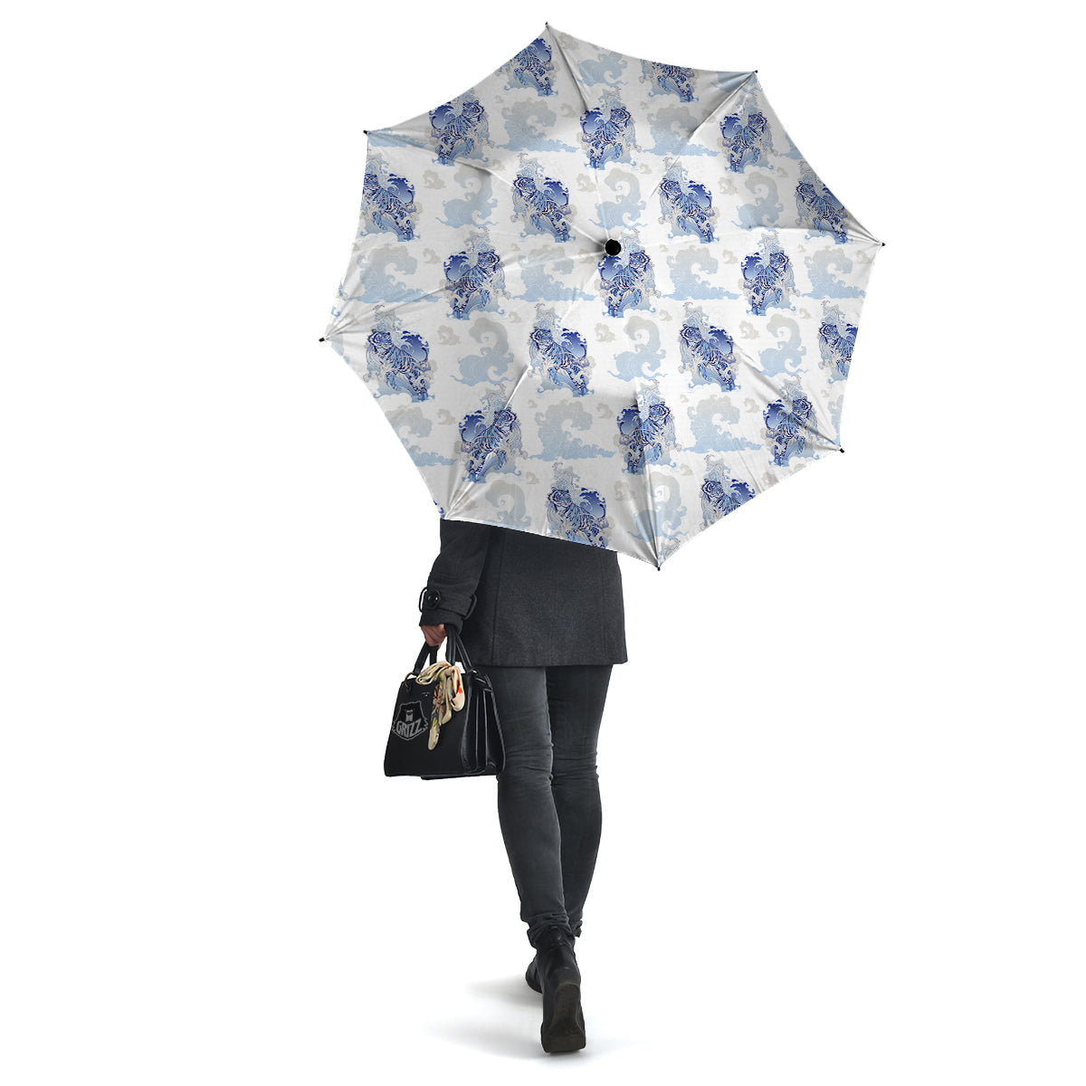White Tiger Tattoo Japanese Print Pattern Umbrella-grizzshop