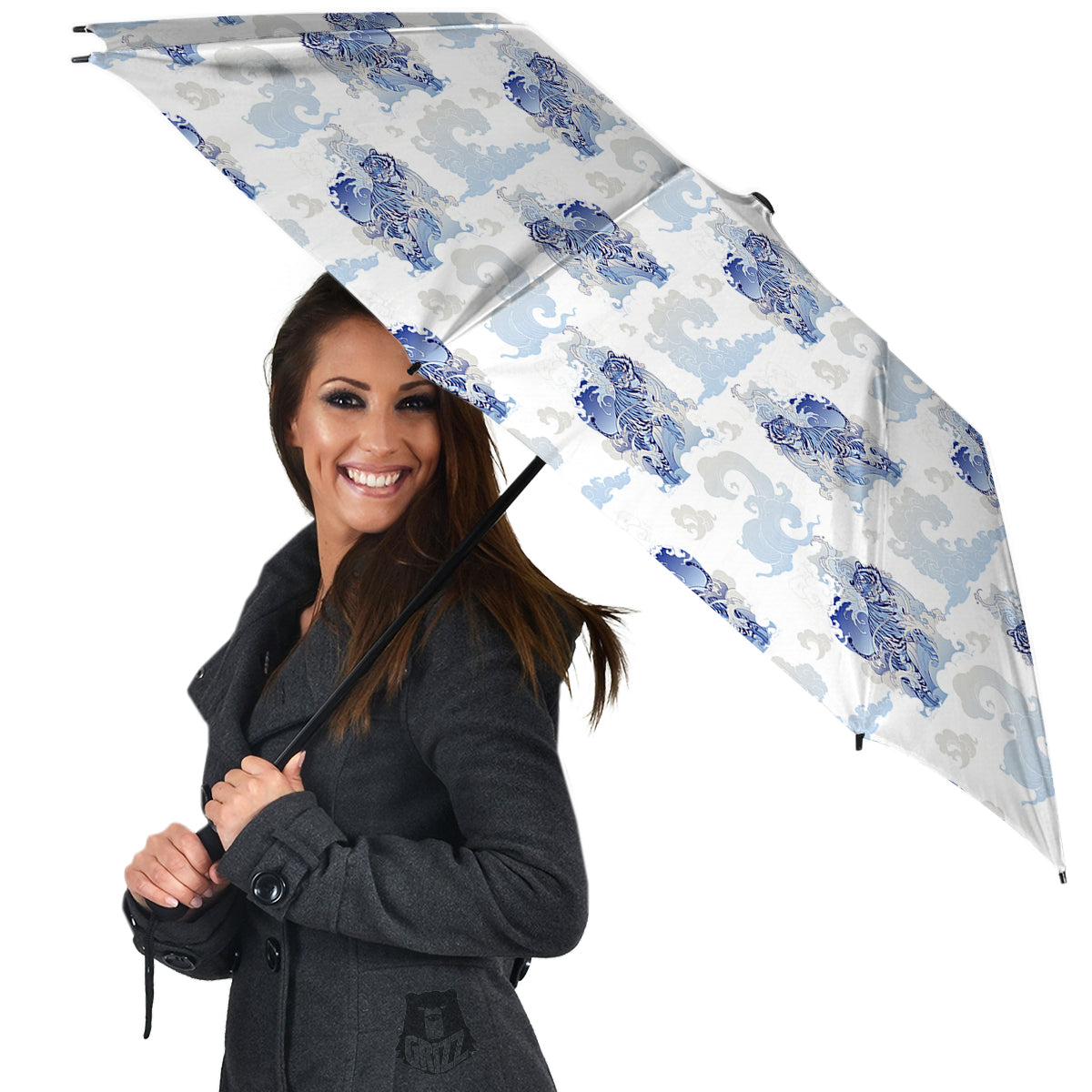 White Tiger Tattoo Japanese Print Pattern Umbrella-grizzshop