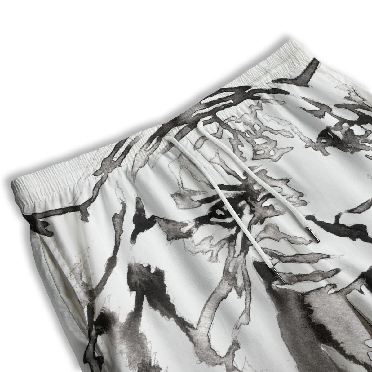 White Tiger Watercolor Monochrome Print Men's Athletic Shorts