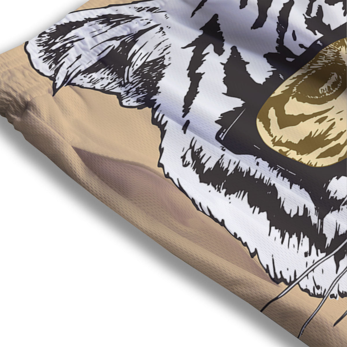 White Tiger With Sunglasses Print Pattern Mesh Shorts