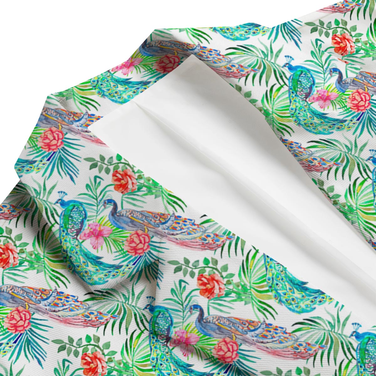 White Tropical Peacock Men's Blazer-grizzshop