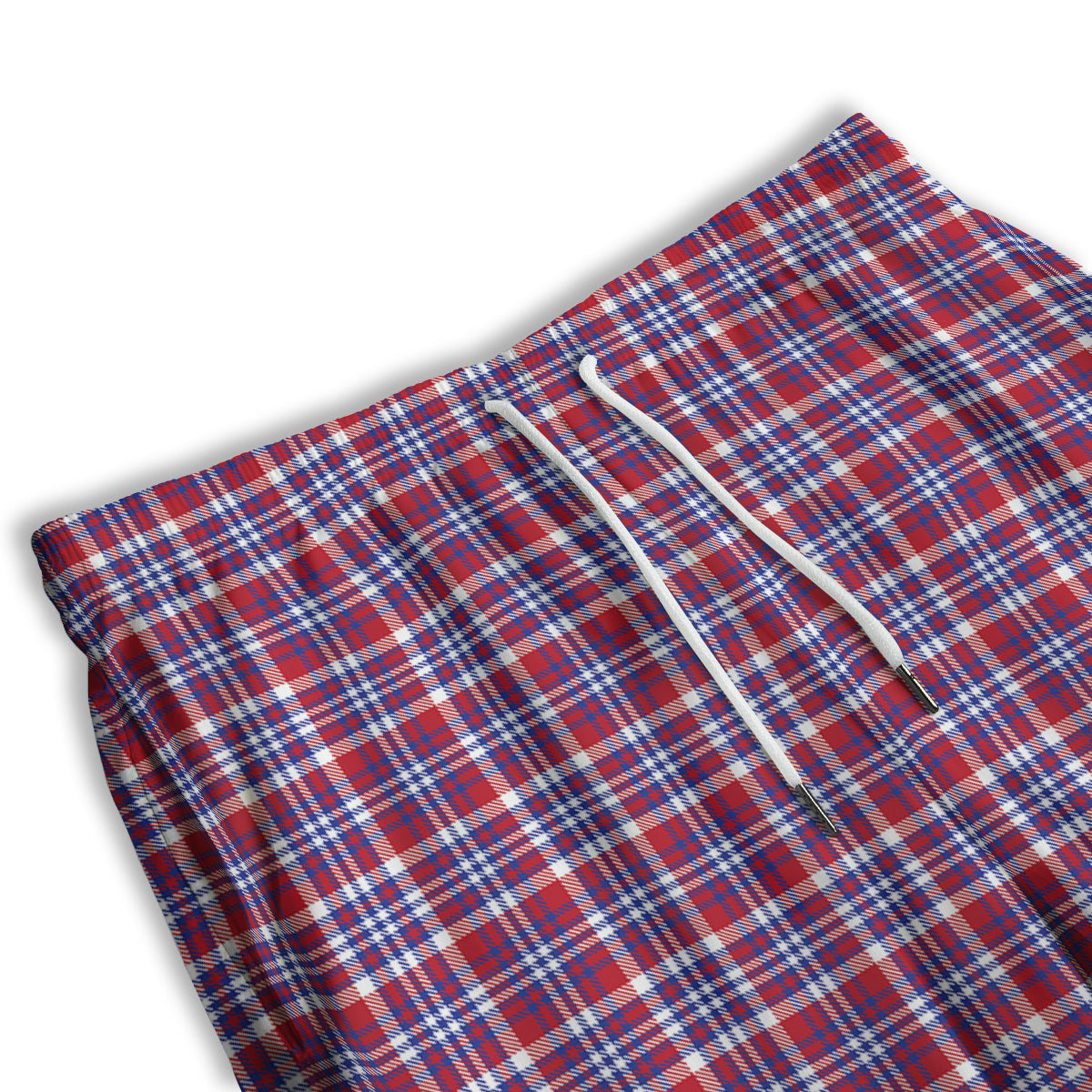 White USA Plaid And Blue Red Print Men's Athletic Shorts