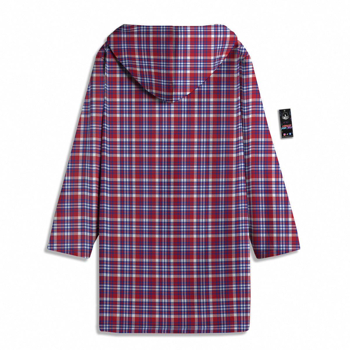 White USA Plaid And Blue Red Print Men's Windbreaker Jacket