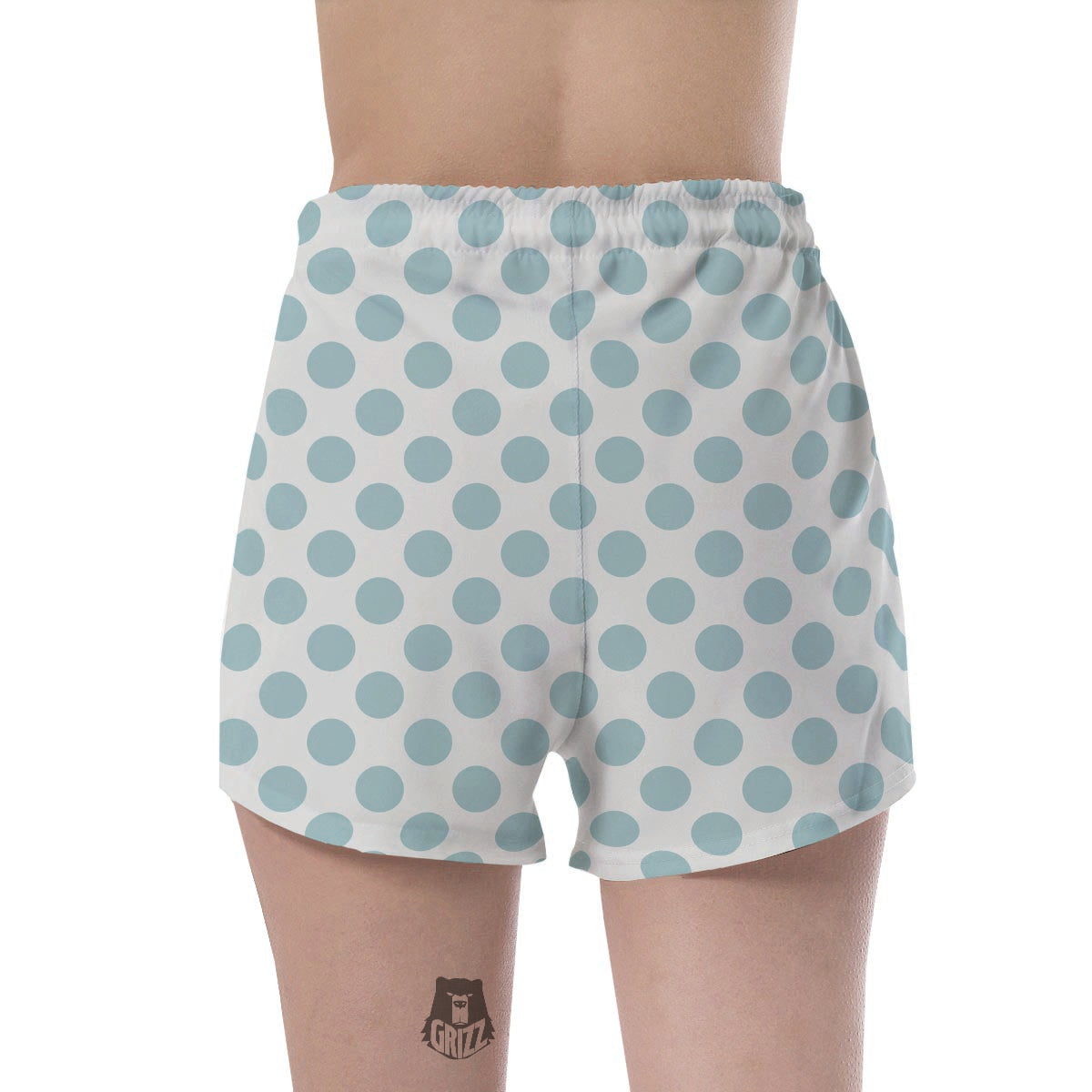 White and Teal Polka Dot Women's Shorts-grizzshop
