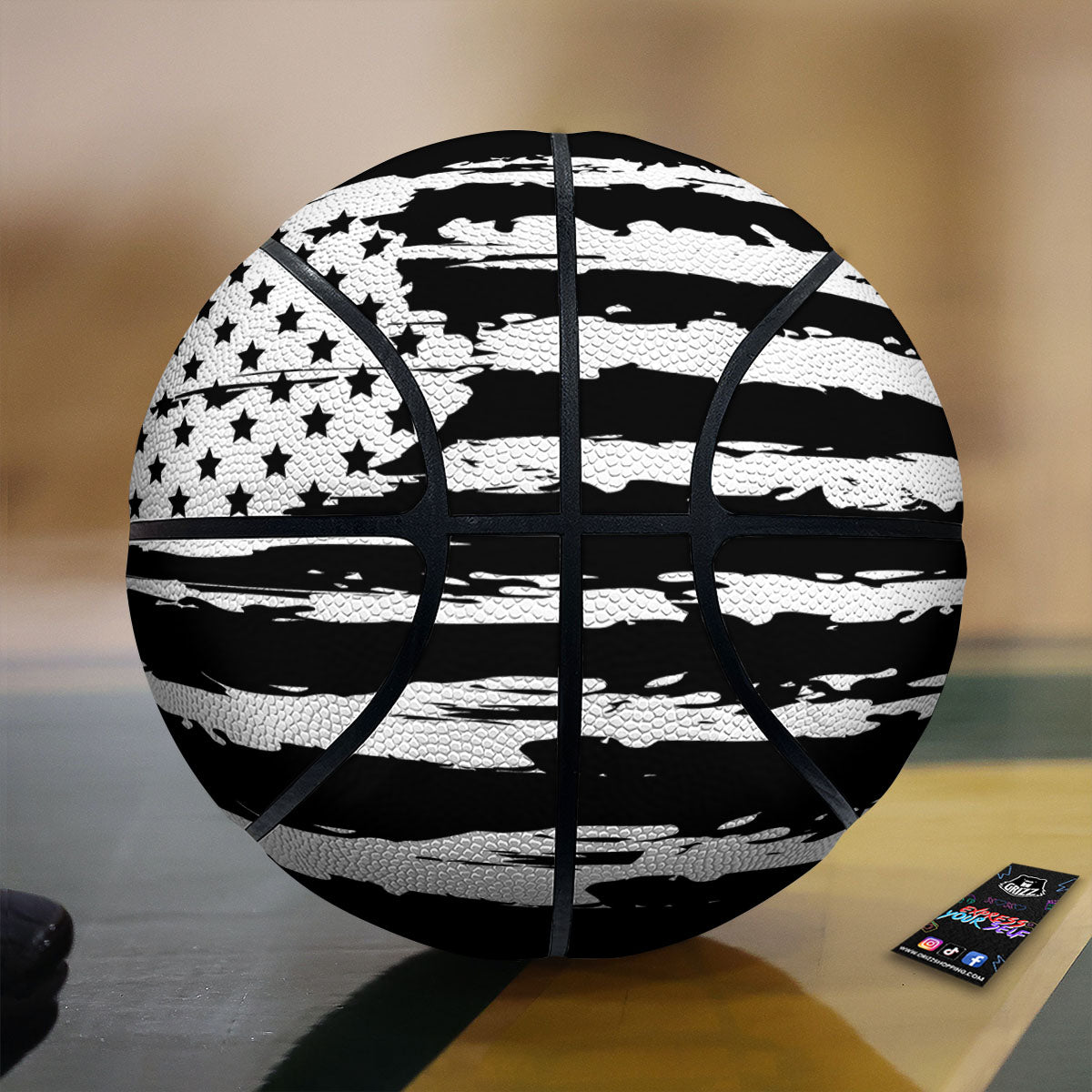 White And Black USA Flag Print Basketball