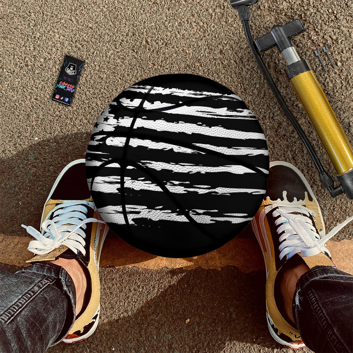 White And Black USA Flag Print Basketball