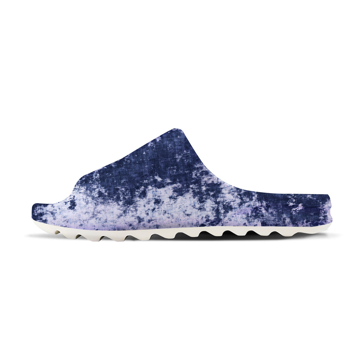 White And Blue Tie Dye Acid Wash Print Sandals-grizzshop